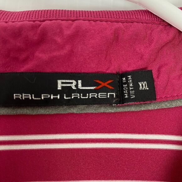 RLX Ralph Lauren Polo Shirt Mens XXL  Pink Striped Short Sleeve Stretch Adult - Picture 3 of 9